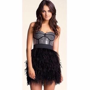 Bebe Black Ostrich Feather Dress